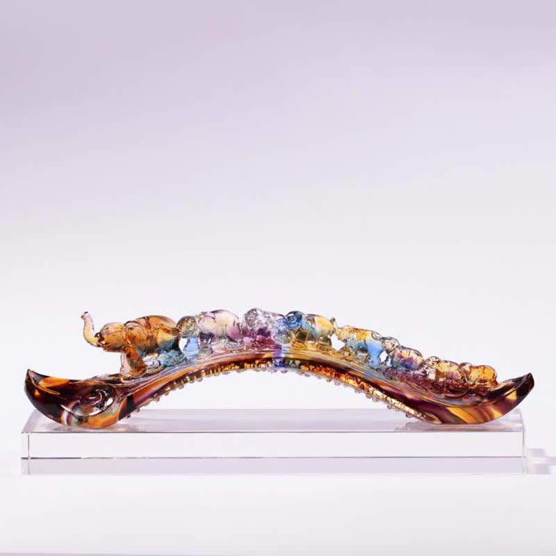 Decoración del hogar hecha a mano de Liuli Crystal Ruyi Elephant Art Piece con base de cristal - image 0