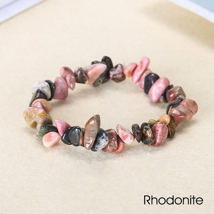 Pulsera calmante de calidez de piedra de cristal de forma irregular natural - Rodonita (circunferencia de la muñeca: 15-16 cm) - image 46