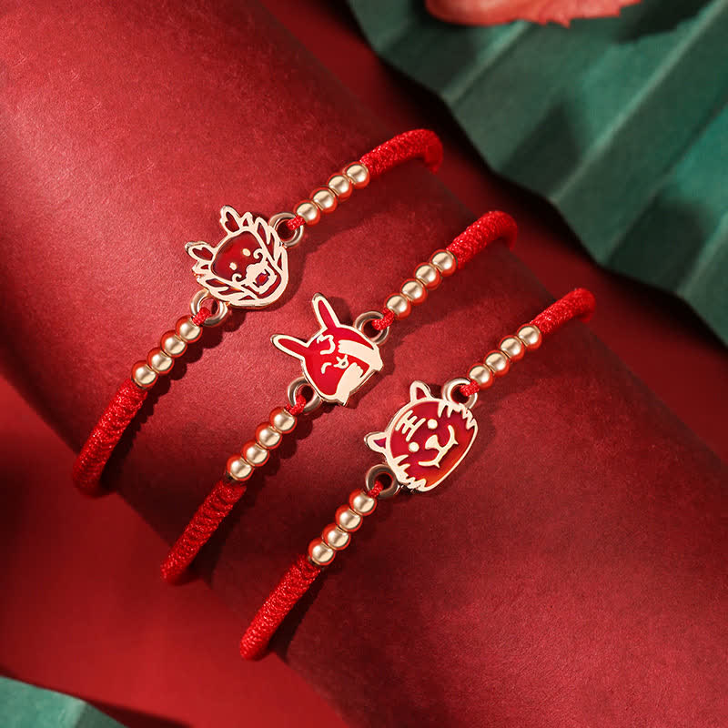 Pulsera de hilo rojo con Buddha Stones de plata de ley 925, zodíaco chino, suerte, fe, decoloración