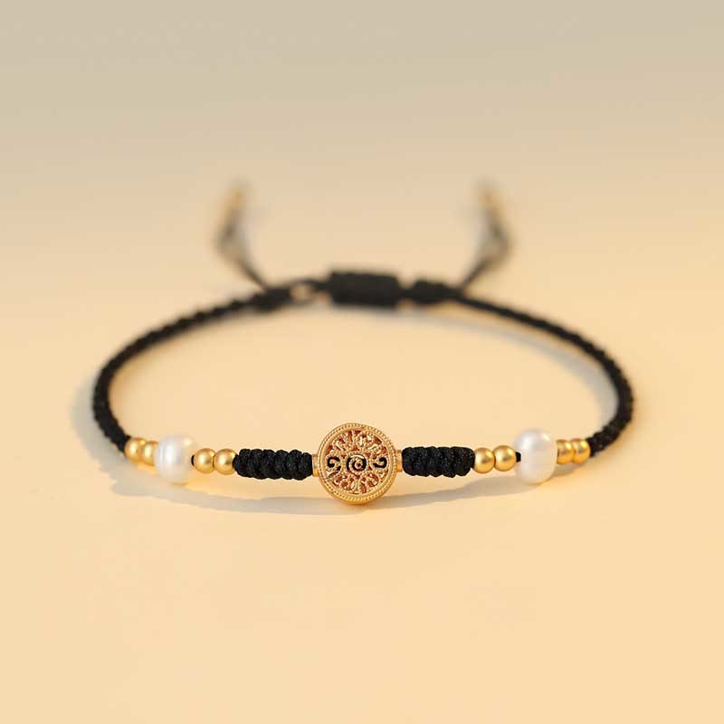 Pulsera trenzada de fuerza de la suerte del árbol de la fortuna de la moneda de cobre de las Buddha Stones