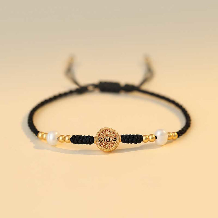 Pulsera trenzada de fuerza de la suerte del árbol de la fortuna de la moneda de cobre de las Buddha Stones