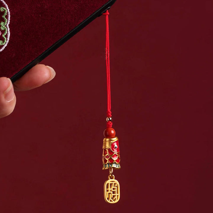 Buddha Stones, pez Koi, cinabrio que atrae la riqueza, deseo Ruyi, amuleto de suerte, decoración colgante para teléfono