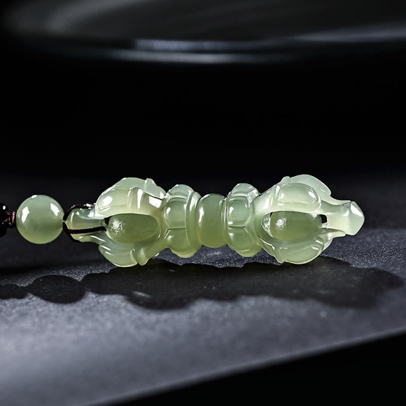Colgante de collar de éxito grabado Dorje Vajra de Jade blanco de Jade cian hetiano Natural tibetano