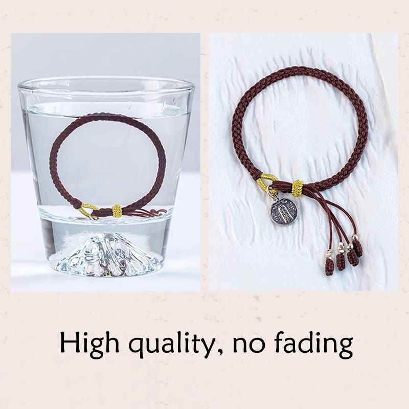Pulsera trenzada de plata de ley 925 hecha a mano con Buddha Stones , cinco direcciones, dioses de la riqueza, protección de la suerte