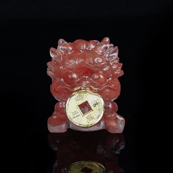 Buddha Stones hechas a mano, moneda de oro PiXiu, cristal Fengshui, energía, fortuna, decoración del hogar - Cristal de sandía - image 10