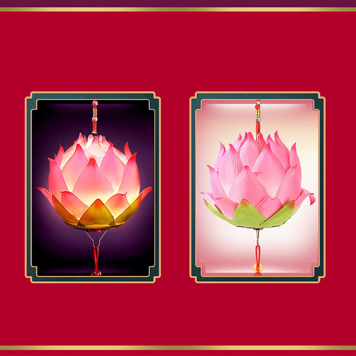 Buddha Stones DIY flor de loto dragón linterna borla lámpara decoración