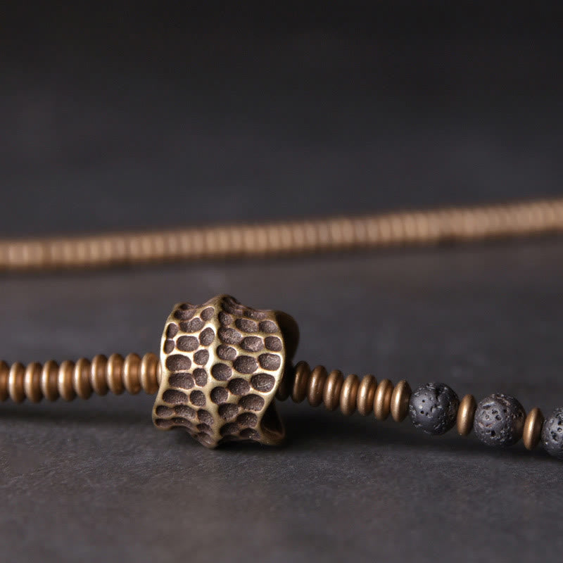 Pulsera curativa multicapa de latón y cobre con Buddha Stones y roca de lava vintage - image 4