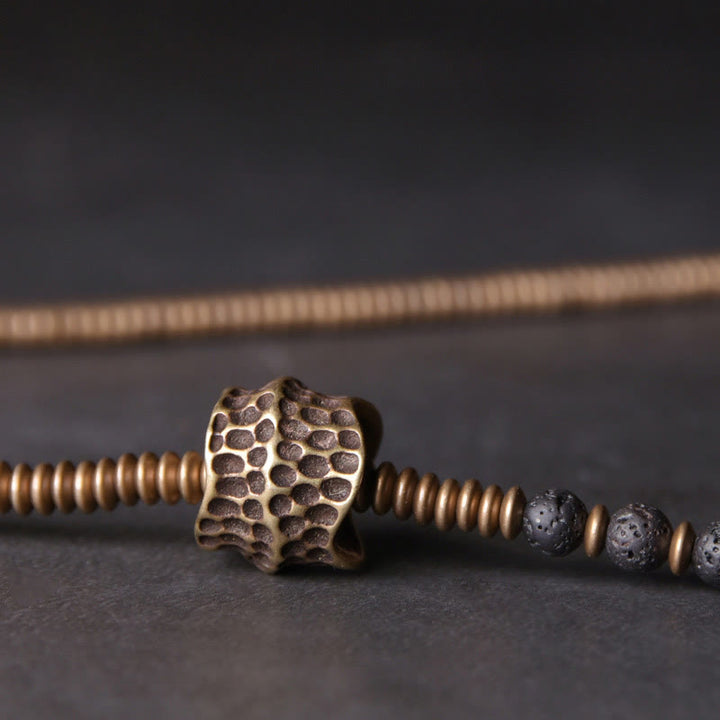 Pulsera curativa multicapa de latón y cobre con Buddha Stones y roca de lava vintage - image 4