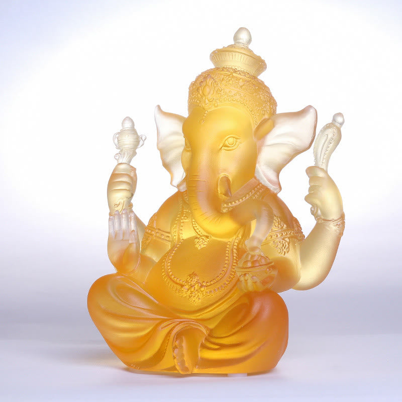 Buddha Stones hechas a mano, Ganesh Ganpati, estatuilla de elefante Liuli, pieza de arte con cristal, estatua de protección, decoración del hogar - image 2