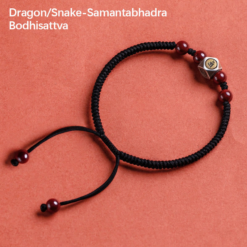 Pulsera de plata de ley 925 con Buddha Stones , zodíaco chino, Buda natal, cinabrio, calma - Dragón/Serpiente-Samantabhadra Bodhisattva - Negro (circunferencia de la muñeca 14-18 cm) - image 16