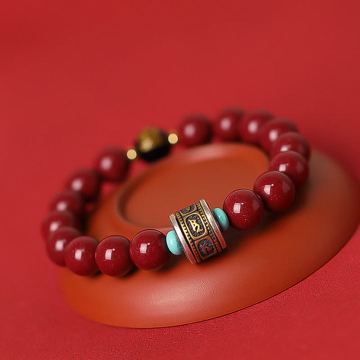 Pulsera de plata de ley 925 con Buddha Stones , zodíaco chino, Buda natal, cinabrio, Om Mani Padme Hum