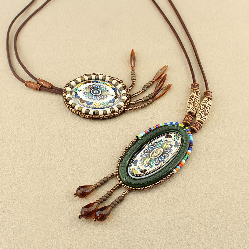 Colgante de collar de creatividad con cuentas de patrón de mandala de Buddha Stones - image 10