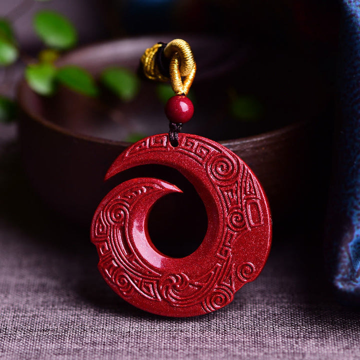Collar con colgante de bendición de cinabrio natural con diseño de Buddha Stones que mejora la suerte