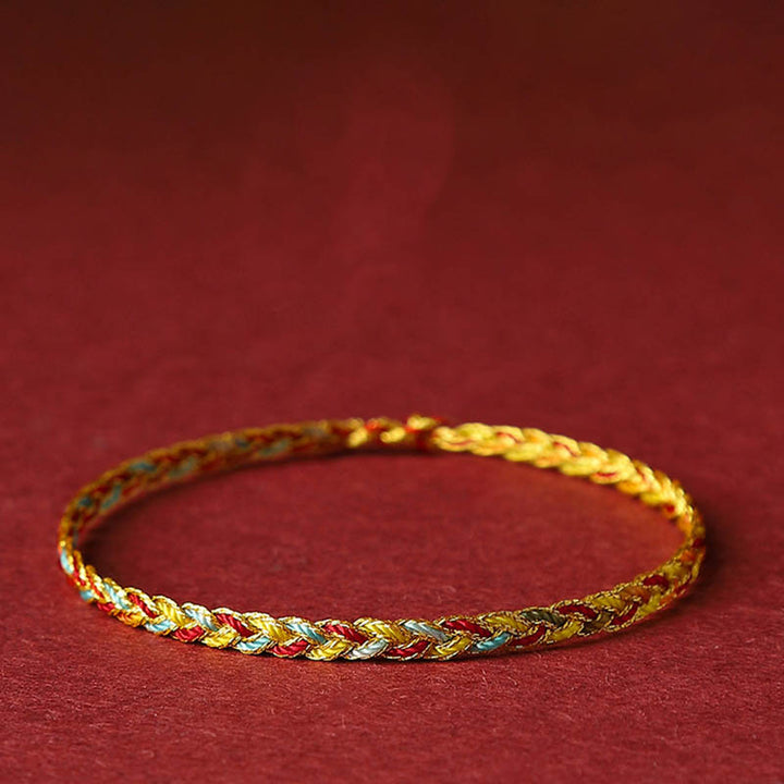Pulsera de hilo trenzado con diseño de escamas de dragón multicolor hecha a mano con Buddha Stones
