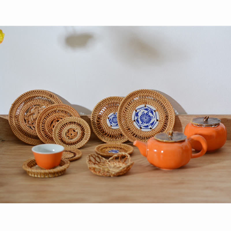 Posavasos de cerámica con estampado de flores, tapete para taza de té