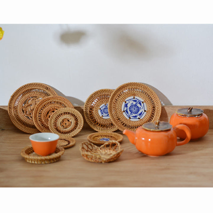 Posavasos de cerámica con estampado de flores, tapete para taza de té
