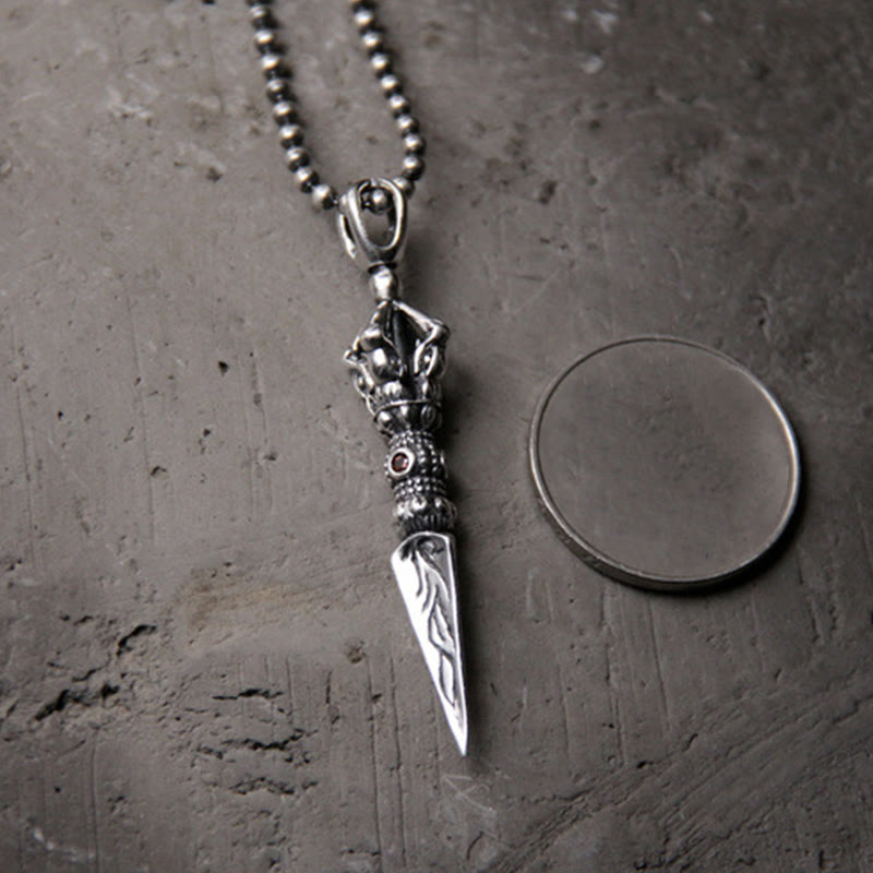Colgante de cadena de collar de iluminación Dorje Vajra de plata de ley 925