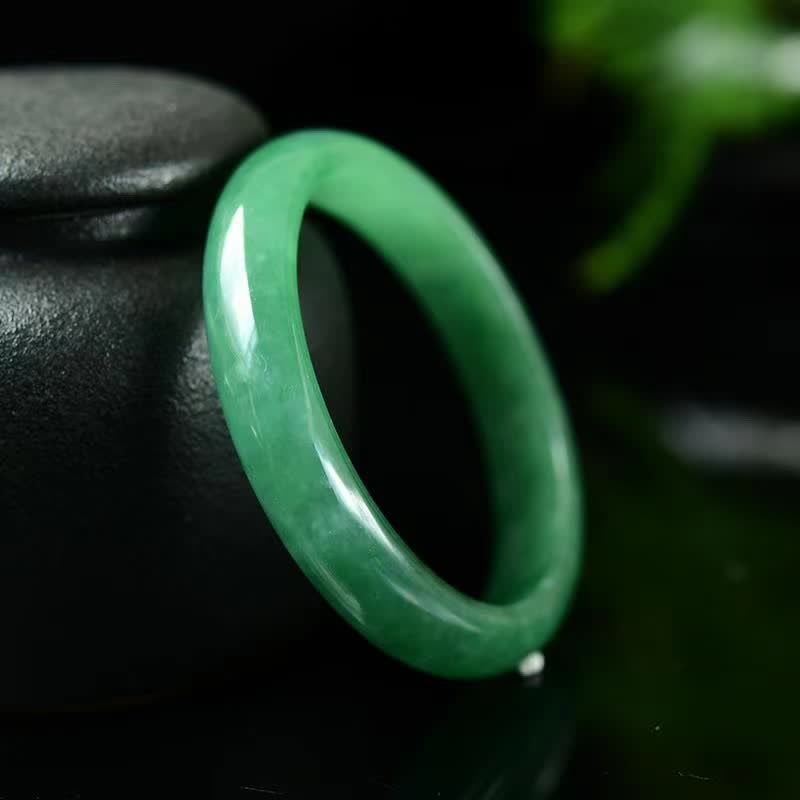 Pulsera rígida de jade con Buddha Stones para la sanación, la abundancia y la protección - 61 mm - image 0