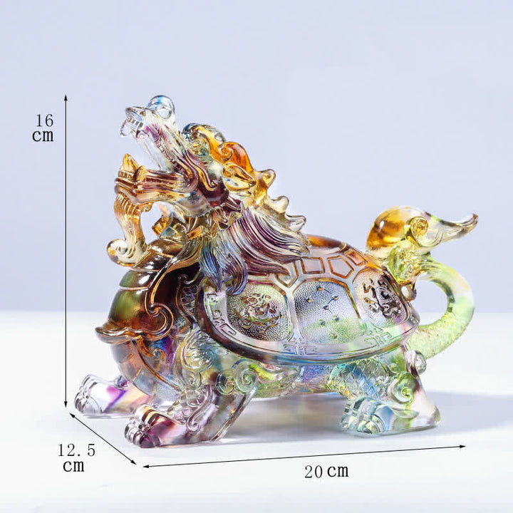 Feng Shui Dragón Tortuga hecha a mano Liuli Crystal Art Piece Decoración de la Oficina del Hogar