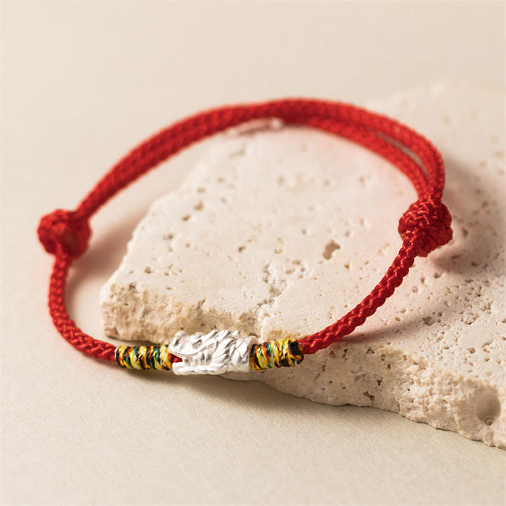 Pulsera de cuerda roja con Buddha Stones de plata de ley 925, Año del Dragón, fuerza de la suerte