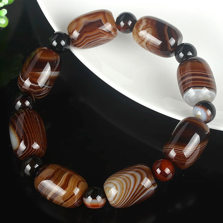 Pulsera Coraje Felicidad Sardonyx Natural Buddha Stones