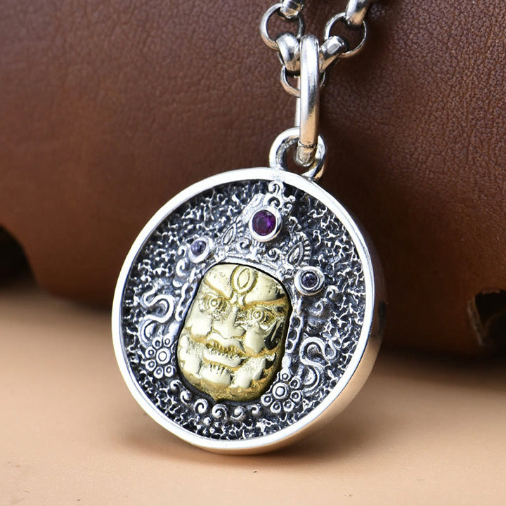 Collar con colgante espiritual de plata de ley 925 con Buddha Stones Zakiram, diosa de la riqueza, Dorje Vajra