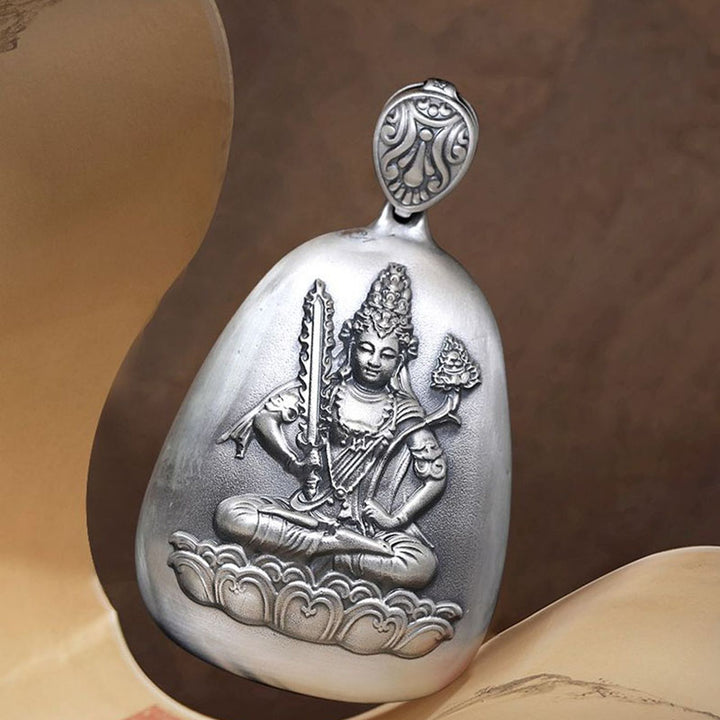 Collar con colgante de plata de ley 999 con Buddha Stones del zodíaco chino, corazón de Buda natal, Sutra grabado