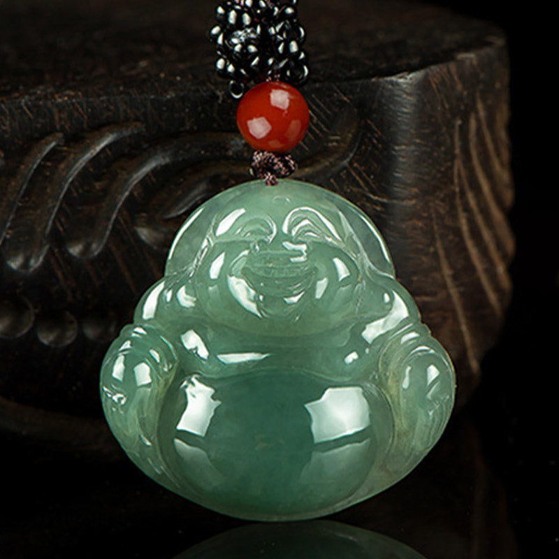 Colgante de collar de cuerda de abundancia de jade de Buda sonriente - image 2