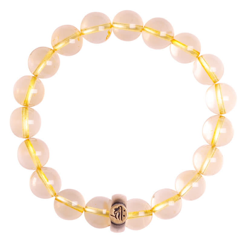 Pulsera de protección de citrino de Buda natal del zodíaco chino de plata de ley 925