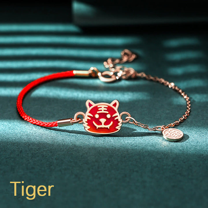Pulsera de cadena de hilo rojo con Buddha Stones , Plata de Ley 925, que cambia de color, protección de la suerte del zodiaco chino - Tigre (circunferencia de muñeca 14-15 cm) - image 7