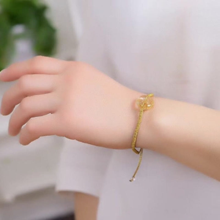 Pulsera trenzada de felicidad con hebilla de paz y citrino redondo