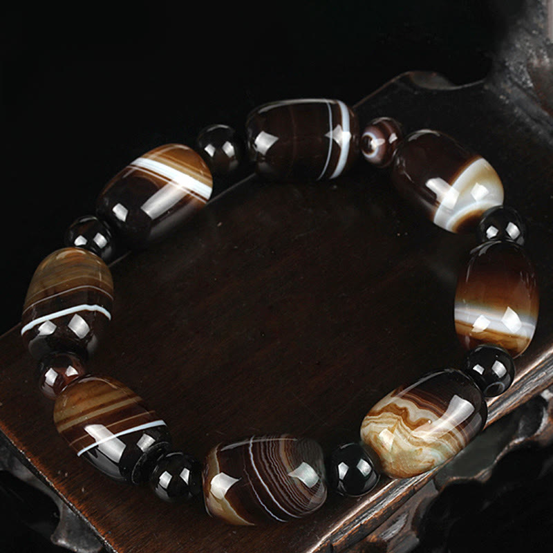 Pulsera Coraje Felicidad Sardonyx Natural Buddha Stones