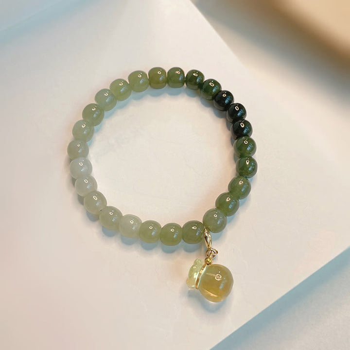 Pulsera de prosperidad con cuentas de jade natural hetiano con Buddha Stones