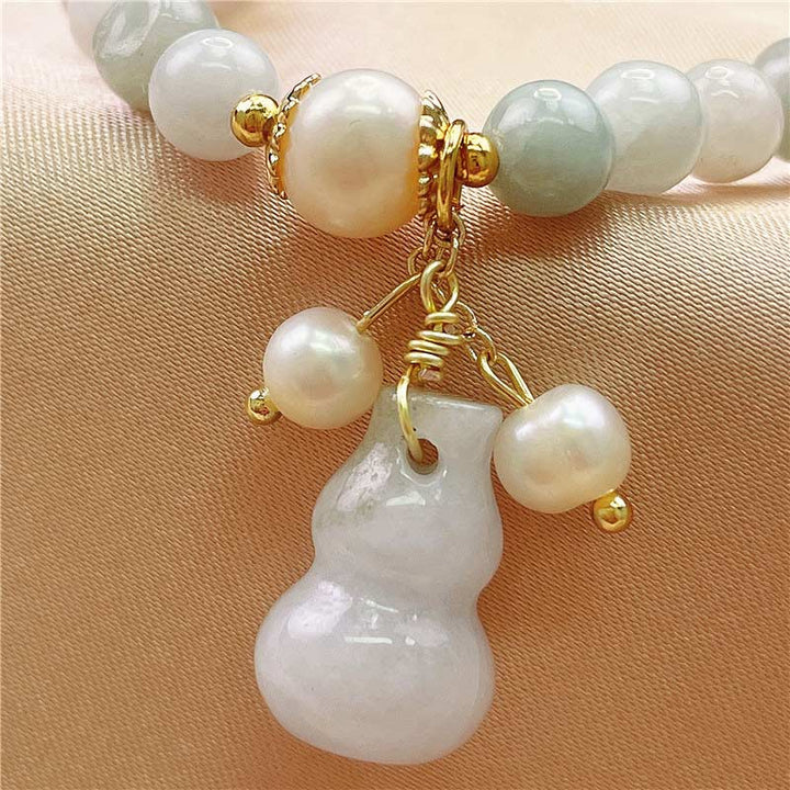 Pulsera con dijes de protección de bendición de calabaza de jade con Buddha Stones