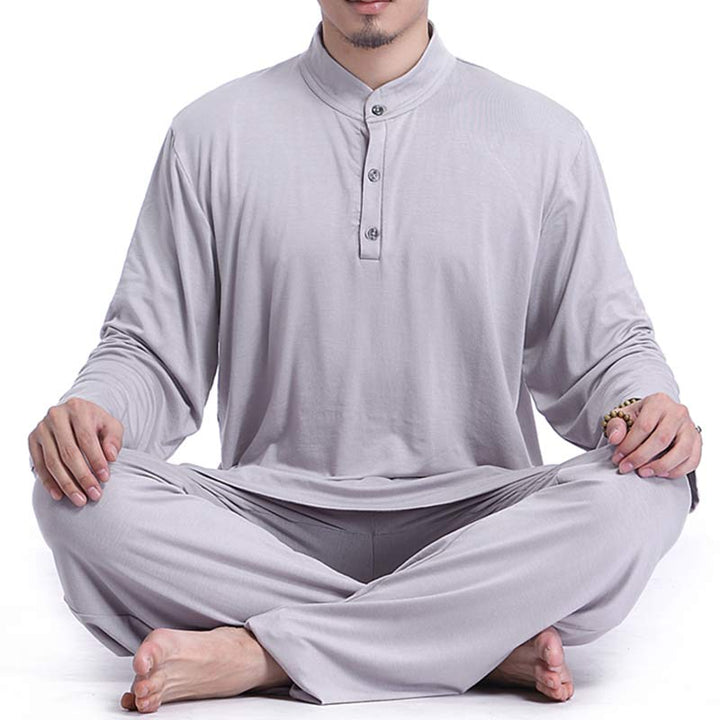 Conjunto de ropa para hombre para práctica de yoga, meditación, oración, tai chi, zen y espiritualidad con Buddha Stones - Gris - US/UK/AU44，EU54 (3XL) - image 0