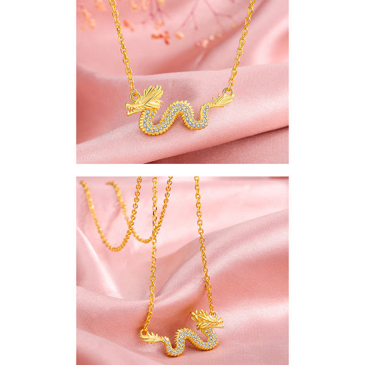 Buddha Stones de Plata de Ley 925, colgante de cadena de la suerte del Año del Dragón, dragón dorado auspicioso - image 12