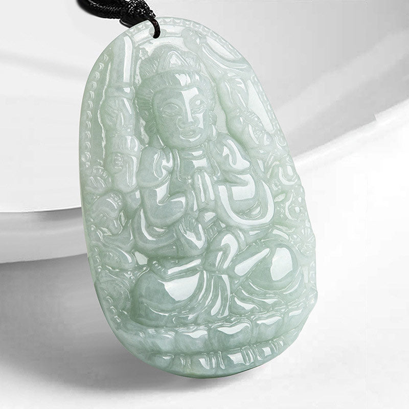 Buddha Stones Zodíaco Chino Buda Natal Jade Riqueza Prosperidad Collar Colgante - Rata - image 1