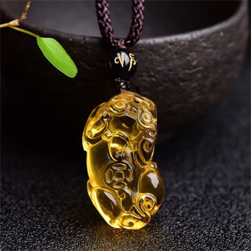 Colgante de collar de riqueza de Buddha Stones FengShui citrino PiXiu - Citrino (Felicidad♥Prosperidad) - image 1