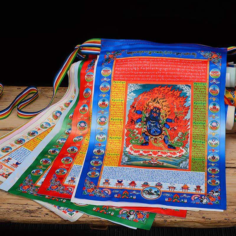 Buddha Stones Bandera tibetana de oración al aire libre con Buda Caballo de Viento de 10 colores, símbolo de sanación y buena fortuna. - image 1