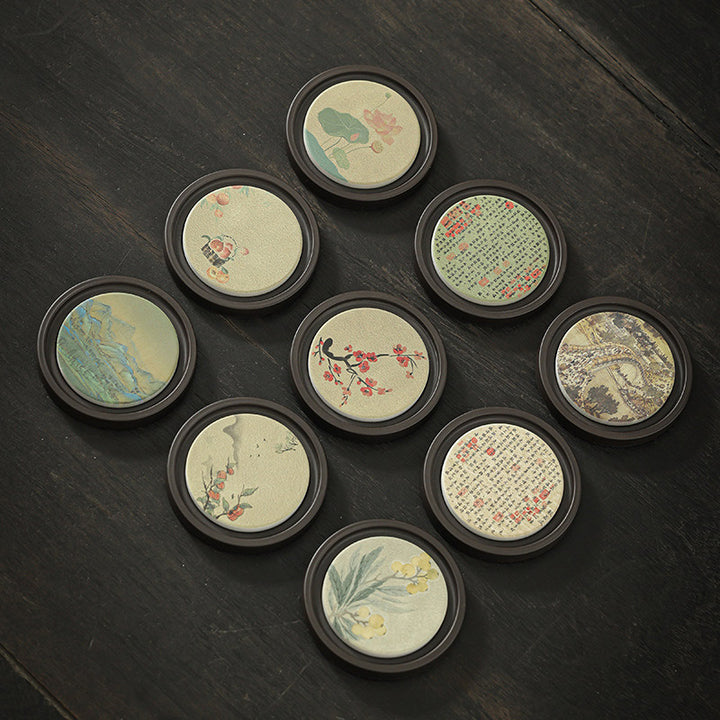 Buddha Stones, flor de ciruelo, corazón de melocotón, Sutra, níspero, Magnolia, caqui, tapete para Taza de cerámica, posavasos, tapete para té Kung Fu