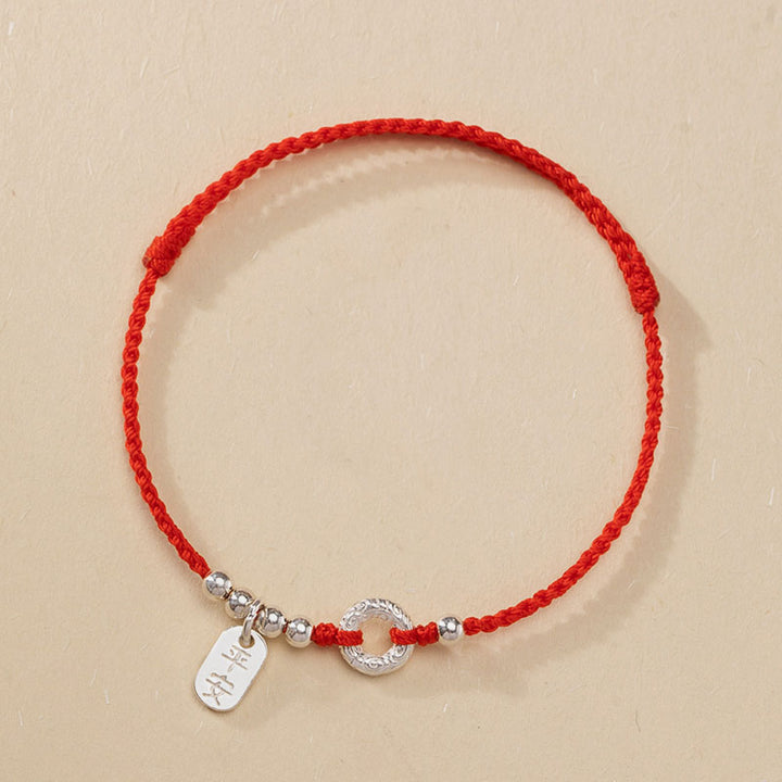 Tobillera con pulsera de sonido y seguridad con hebilla de paz y nubes propicias de Plata de Ley 925 con Buddha Stones