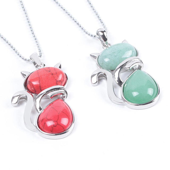 Colgante de collar de protección de cristal natural con diseño de gato de Buddha Stones - image 25