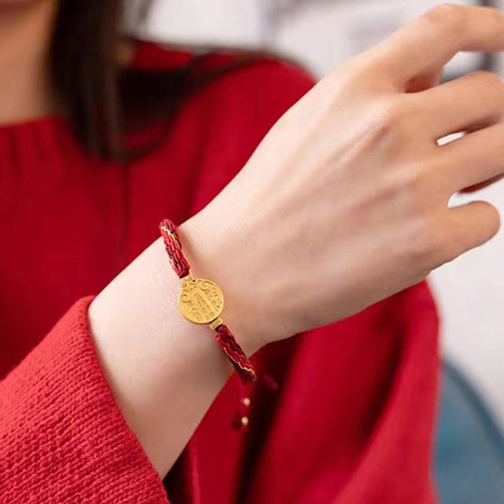 Pulsera trenzada de cuerda de protección con nudo de reencarnación hecha a mano dioses de la riqueza de cinco direcciones con piedras de Buddha Stones
