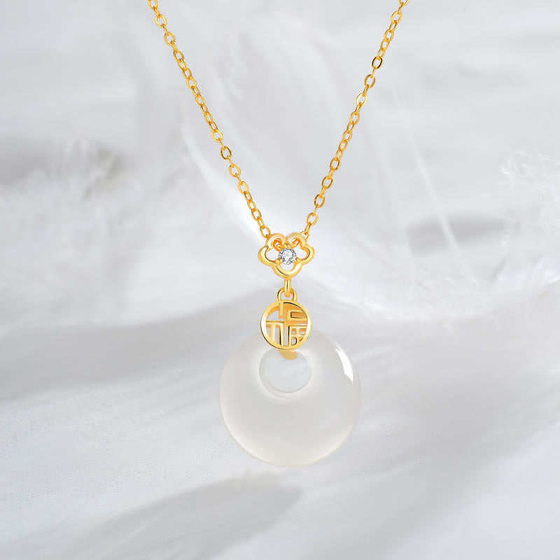 Colgante de plata de ley 925 con Buddha Stones y ágata blanca con el símbolo de la suerte y la felicidad - Oro - image 1