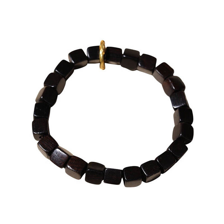 Pulsera de paz y calma con cuentas cuadradas de madera de ébano tibetano con Buddha Stones