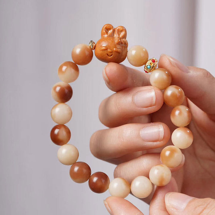 Pulsera de la paz del conejo encantador de la semilla de Bodhi natural de las Buddha Stones