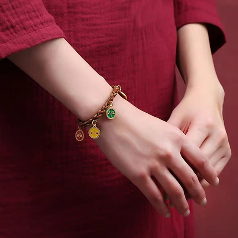 Pulsera de cuerda trenzada de la suerte Thangka de los cinco dioses tibetanos de la riqueza