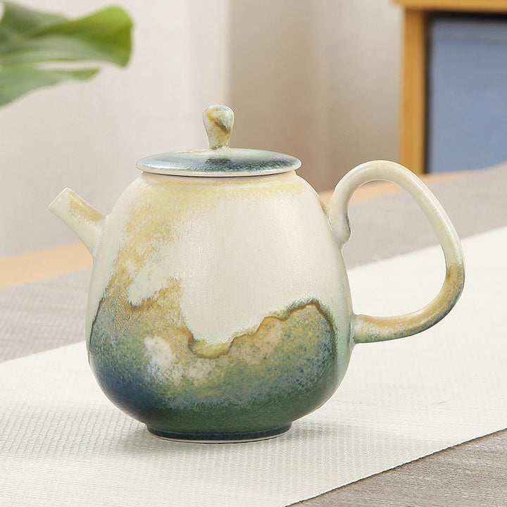 Tetera de kungfú de cerámica con Buddha Stones, té chino Gongfu verde y Beige, 230ml
