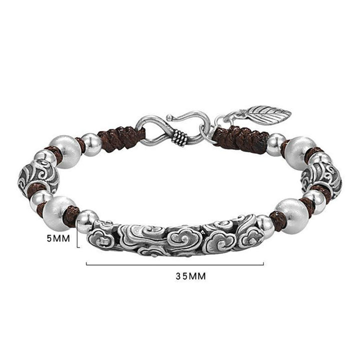 Pulsera de cadena de riqueza de nube auspiciosa de plata de ley 999 de cobre hecha a mano con Buddha Stones del Tíbet