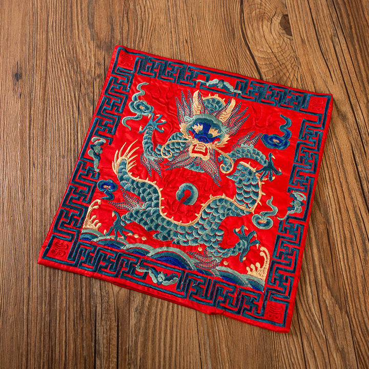 Alfombrilla para taza bordada con Buddha Stones , dragón Fénix, Kirin, posavasos para taza de té, tapete para té Kung Fu